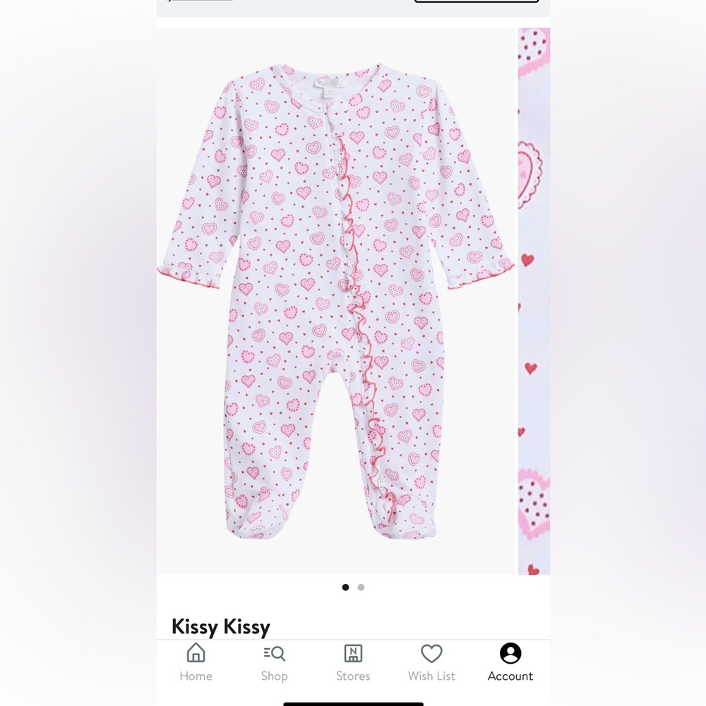 Kissy kissy heart print footie